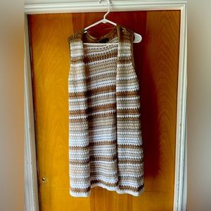 Womens long open vest crochet